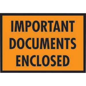 Box Partners "Important Documents Enclosed" Envelopes 5 1/4" x 7 1/2" Orange 1000/Case PL421 - 1 of 1