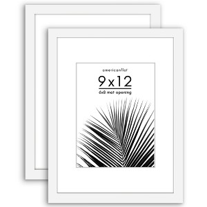 Americanflat 2 Pack of Picture Frames with Mat - Plexiglass Cover - 1 of 4