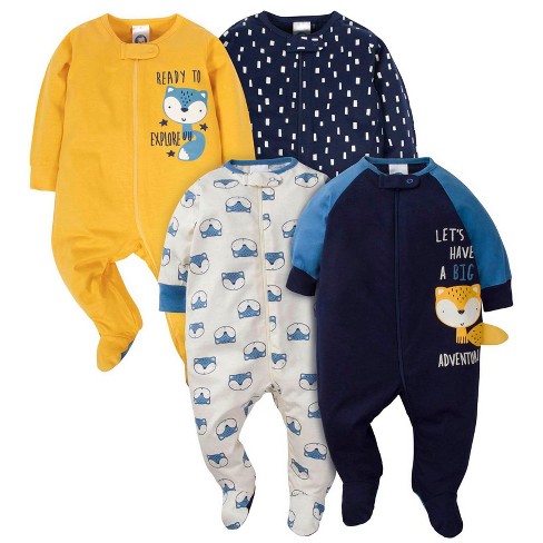 Gerber Baby Boys 4 Pack Sleep 'n Play Footie - Fox - 3-6 Months