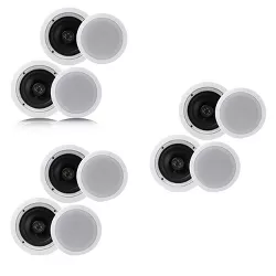 Pyle PDIC1661RD 6.5 Inch 200 Watt In Ceiling Wall Speakers 2 Way Flush Mount Home Indoor Speaker System Pair, White (3 Pairs)