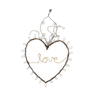 Transpac Wire Love Heart w/Antiqued Red Beads Home Decorations Valentines