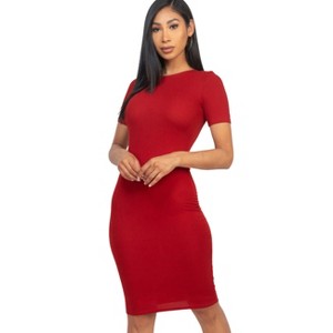 Slickblue Ribbed Bodycon Midi Dress, Comfortable Fit, Stretchy Polyester-Spandex, Color and Size Options - 1 of 4