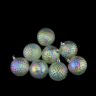 Northlight 8ct Transparent Diamond Cut Shatterproof Christmas Ball Ornament Set 2.5" - Clear