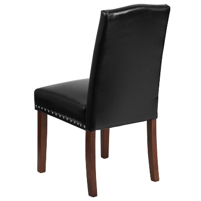 Black LeatherSoft Parsons Side Chair with Nailhead Trim
