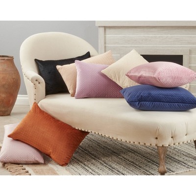 Natural Rectangular Pinsonic Velvet Throw Pillow 14"x20"