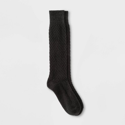 Women's Braided Super Soft Knee High Boot Socks - Universal Thread™ Black 4-10