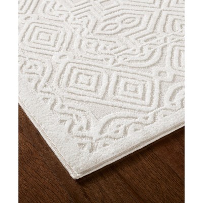 Ivory Greige Synthetic Reversible Rectangular Area Rug 6'6" x 9'6"