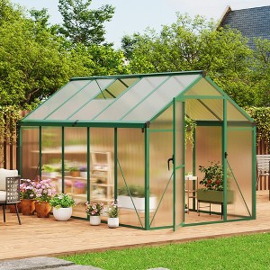 Garvee Walk-In Greenhouse with Polycarbonate Panels, Aluminum Frame, Quick Setup, Roof Vent, Outdoor Garden Greenhouse - 1 of 4
