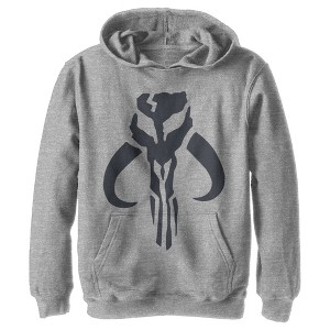 Boy's Star Wars The Mandalorian Mythosaur Skull Logo Pull Over Hoodie - 1 of 4
