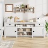 Farmhouse TV Stand for 80"TVs,Long Entertainment Center with 4 Storage Drawers&3 Open Shelf,White Television Consoles Stands for Living Room,Bedroom - 4 of 4
