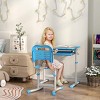 INFURNIC Kids Table Sets Height Adjustable Desk and Chair Set with Tilt Top and Storage for Students, Blue, 26"*18.5"*30.3" - 2 of 4