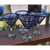 Dos Sueños Mexican Hand Blown  Modern Margarita Glasses - Blue Spiral - 12oz - Set of 4 - 4 of 4