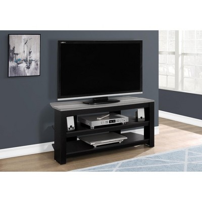 ?Vynxaria 42-Inch Contemporary TV Stand with Open Shelves ¨C Black & Grey Laminate