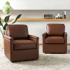 Set of 2 Rosa 29'' Wide Genuine Leather 360°Swivel Armchair with Nailhead Trims |ARTFUL LIVING DESIGN - 2 of 4