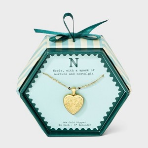 14K Gold Dipped Heart Charm Initial Necklace - A New Day™ Gold - 1 of 4