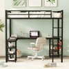 NicBex Full Size Bunk Bed with "L" Shape Desk Metal Frame Bed Frame with 2 Storage Shelves, Guardrails and Ladders, No Box Spring Required, Black - 2 of 4