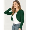 INSPIRE CHIC Women's Solid Open Front Curved Hem Stretchy Fabric Crop Bolero Shrug - 2 of 4