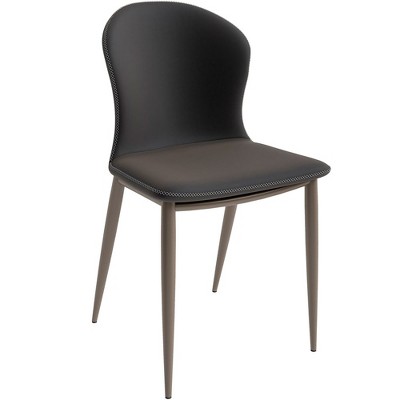 LeisureMod Upholstered Dining Chair in Fabric with Iron Legs Mosaic Series