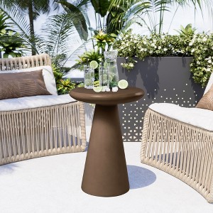 UPHA 16-Inch Round Side Table – Magnesium Oxide Mushroom Shape End Table for Indoor & Outdoor Use - 1 of 4