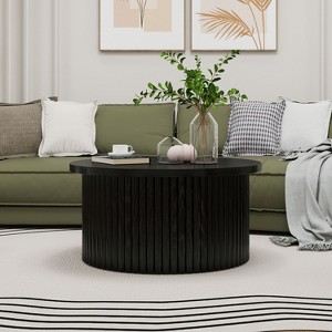 Kumasinova 1/2 Pcs Modern Fluted Coffee Table with Optional Side Table,Flip-Top&Anti-Slip Foot Pad,Minimalist Accent Center Table for Living Room - 1 of 4