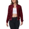 Anna-Kaci Women's Sequin Bomber Jacket Zip Front Ribbed Cuffs and Hem Pockets - 2 of 4