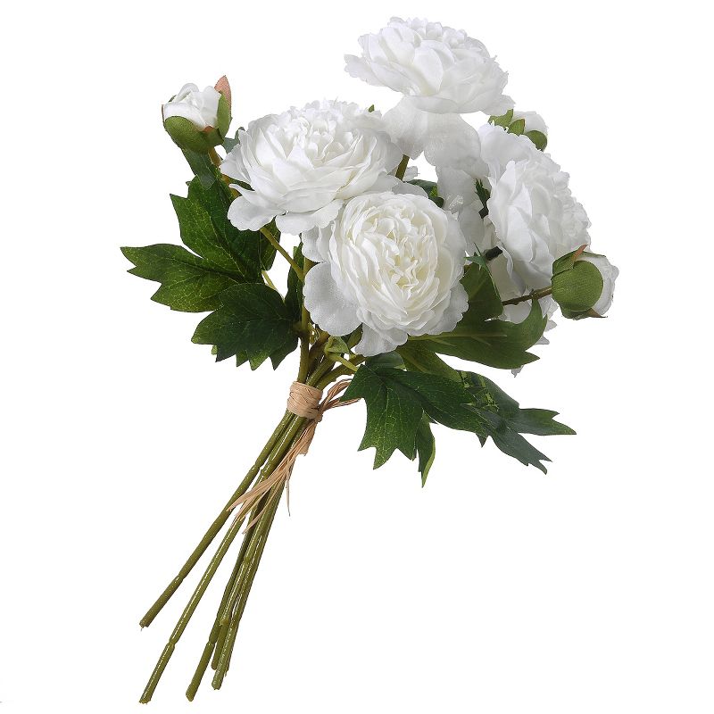 12" Artificial Peonies Bundle White - National Tree Company, 1 of 8