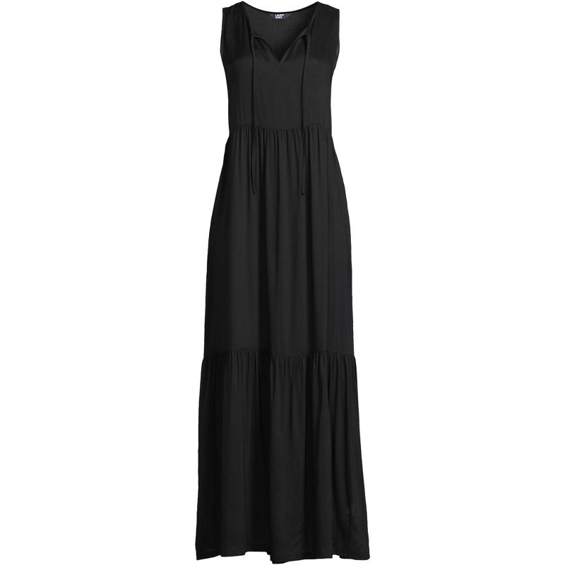 Lands' End Women's Sheer Modal Sleeveless Tiered Maxi Swim Cover-up Dress, 3 of 5