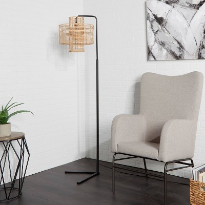 70" Cyndi Hangover Silverwood Floor Lamp (Includes LED Light Bulb) Black/Tan - Decor Therapy