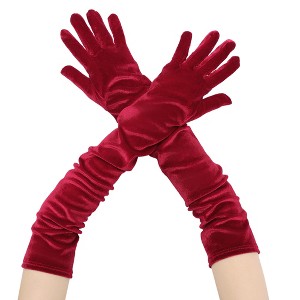 INSPIRE CHIC Women's Velvet Elbow Length Full Finger Gloves - 1 of 4