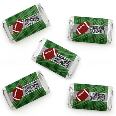 Big Dot of Happiness End Zone - Football - Mini Candy Bar Wrapper Stickers - Baby Shower or Birthday Party Small Favors - 40 Count