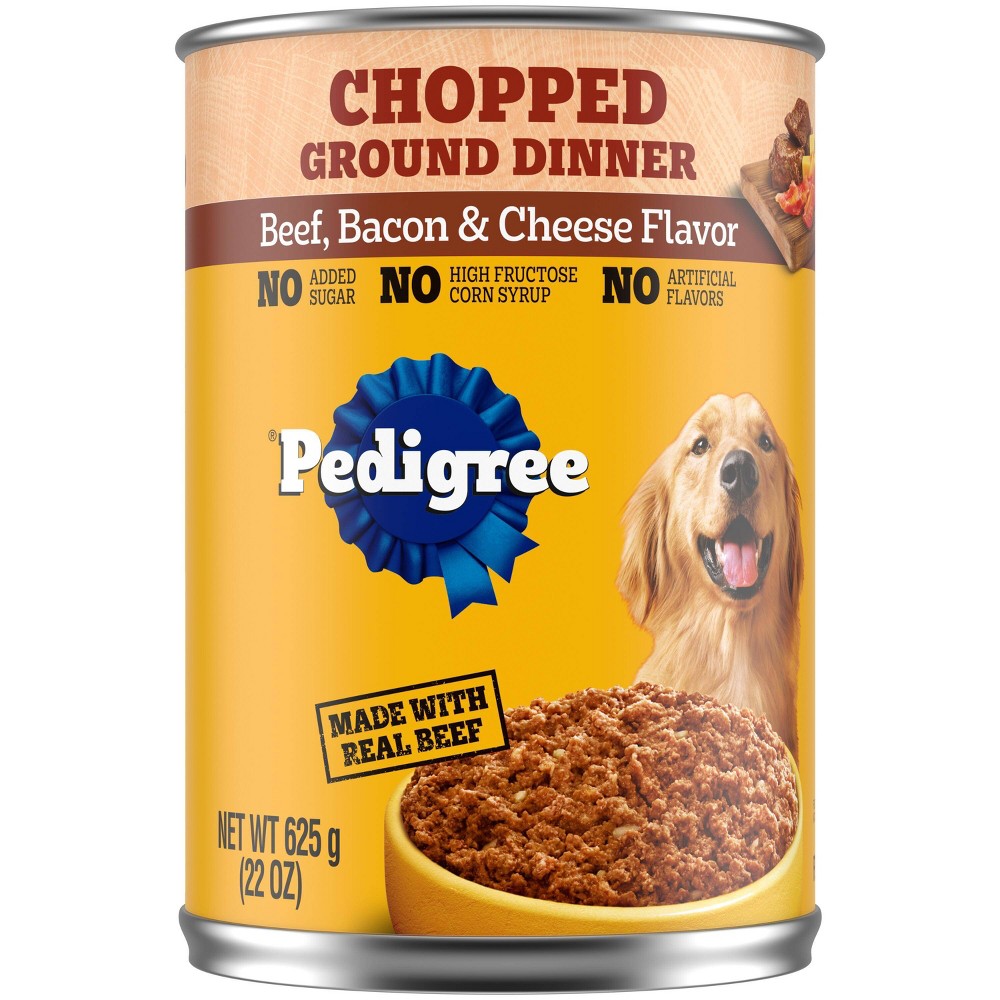 UPC 023100010182 product image for Pedigree Beef, Bacon and Cheese Flavor Chopped Ground Dinner Wet Dog Food - 22oz | upcitemdb.com