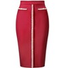INSPIRE CHIC Women's High Waist Business Work Tweed Trim Button Decor Bodycon Skirts - 3 of 4