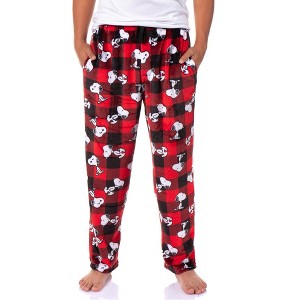 Peanuts Snoopy Men's AOP Character Toss Fleece Pajama Pant Lounge Sleep - 1 of 4