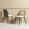 Set of 2 PU Leather Dining Chairs with Gray Back and White Seat, Ergonomic Mid-Back Design, Durable and Easy-to-Clean Chairs for Dining Room - 2 of 4