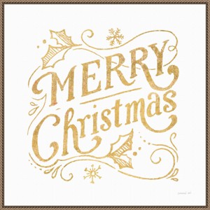 30"x30" White and Bright Christmas IV by Danhui Nai Framed Canvas Wall Art Print Bronze - Amanti Art - 1 of 4