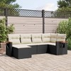 vidaXL 6 Piece Patio Sofa Set with Cushions Black Poly Rattan - Black and Cream Without Table - 2 of 4