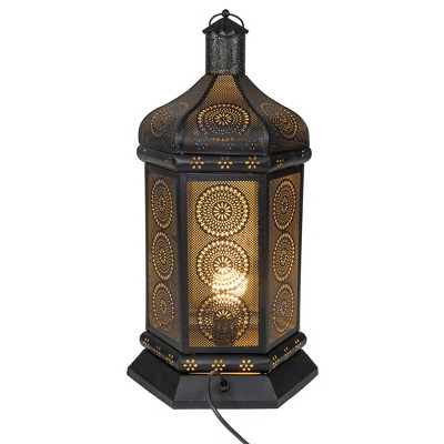 Black and Gold Moroccan Style Lantern Table Lamp
