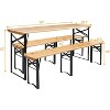 VINGLI 6 Foot Folding Picnic Table with Benches, Weather-Resistant Wood Beer Camping Table w/Carrying Handles - 2 of 4