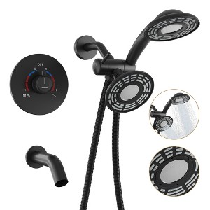 CASAINC 5 inches Wall Mounted Dual Head Shower System with Tub Spout, Brushed Gold - 1 of 4