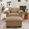 MYINDA Modern Deep Seat Single Sofa with Storage Ottoman, Upholstered Accent Chair With Storage Function for Living Room,brown - 3 of 4