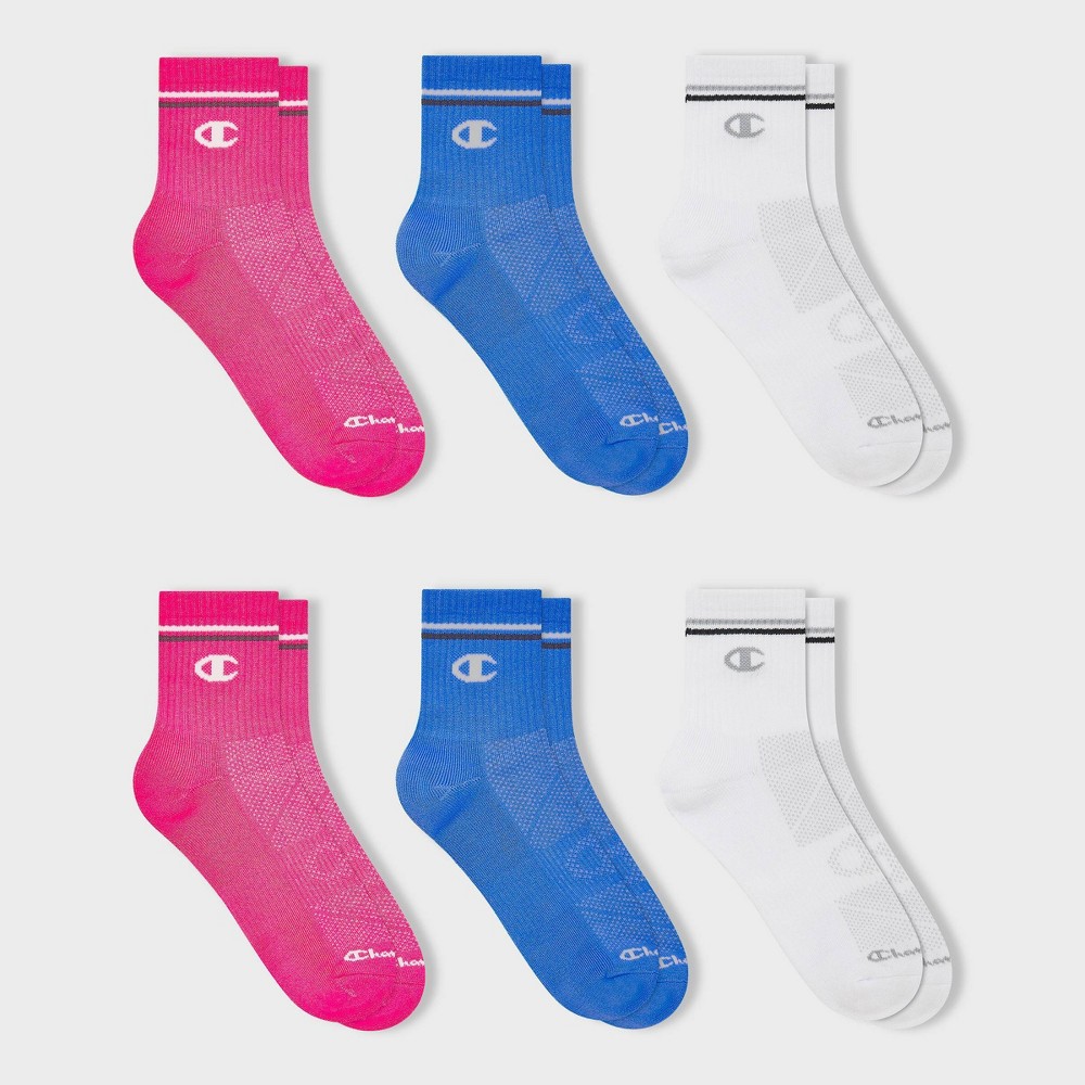 Champion All Sport Performance Mid Crew Socks 3pk - Blue/Pink/White M