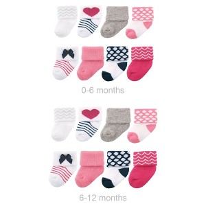 Luvable Friends Infant Girls Grow with Me Cotton Terry Socks, Bow, 0-6 and 6-12 Months - 1 of 1