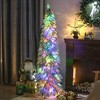 HOMCOM 5 FT Pencil Prelit Artificial Christmas Tree Holiday Decoration with Snow-flocked Downswept Branches, Warm White or Colorful LED Lights - 3 of 4