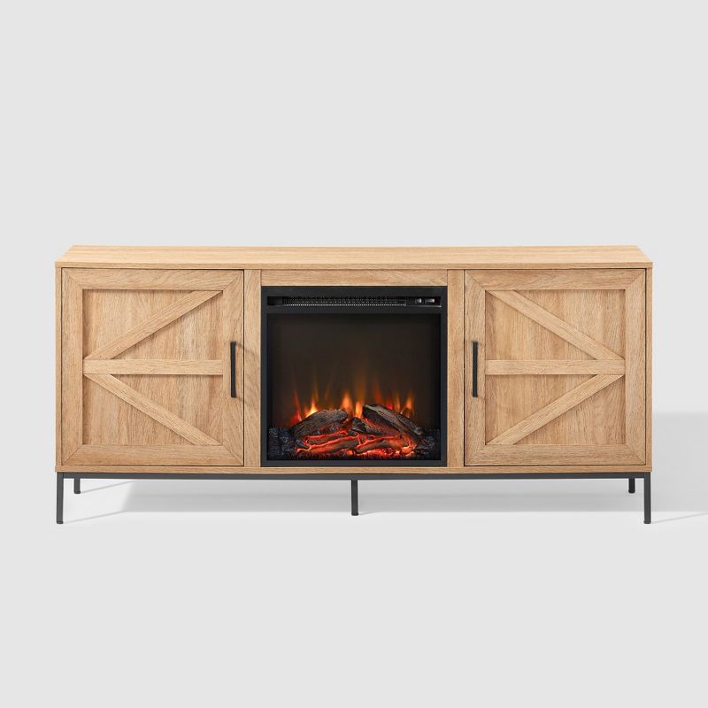 Modern Farmhouse 2 Door Electric Fireplace TV Stand for TVs up to 65" - Saracina Home, 4 of 13