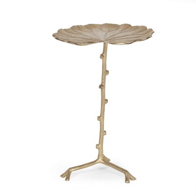 Tilley Boho Glam Handcrafted Aluminum Lily Pad Side Table Antique Gold - Christopher Knight Home