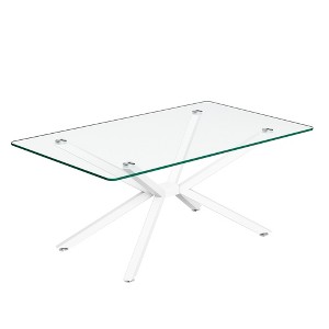 Dolonm 39.37" Modern Tempered Glass Dining Table,Adjustable metal table legs Easy Clean & Assemble for Kitchen/Dining Room - 1 of 4