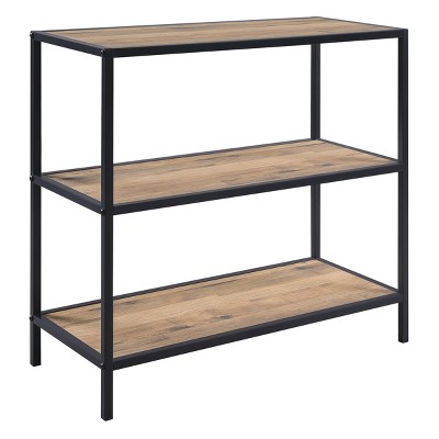 30" Quinton 2 Shelf Bookcase Salvage Oak - OSP Home Furnishings: Rustic, Stackable, Particle Board & Steel