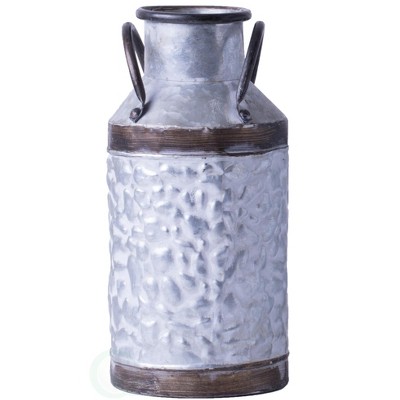 Vintiquewise Rustic Farmhouse Style Galvanized Metal Milk Can Decoration Planter and Vase