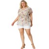 Agnes Orinda Women's Plus Size V Neck Short Sleeve Floral Print Tiered Peplum Blouses - 4 of 4