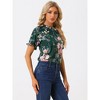 INSPIRE CHIC Women's Ruffled Short Sleeve Floral Mock Neck Summer Top - 2 of 4
